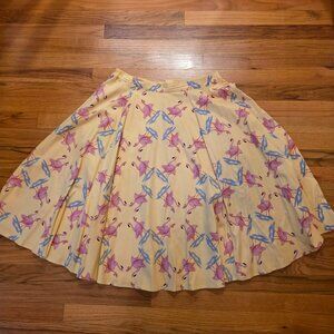 Hearts & Roses Yellow Flamingo Circle Skirt 8